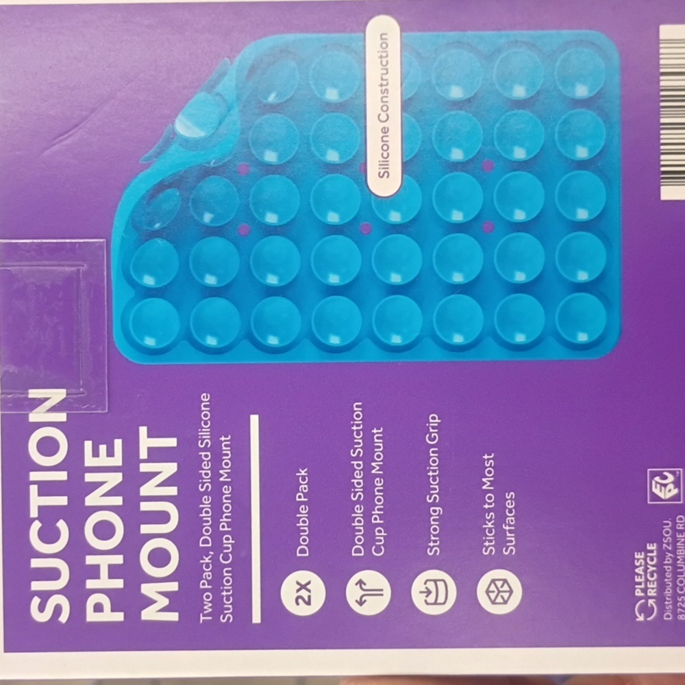 Double-Sided Silicone Suction Cups Phone Mirror Mount New In Packaging Two Pack